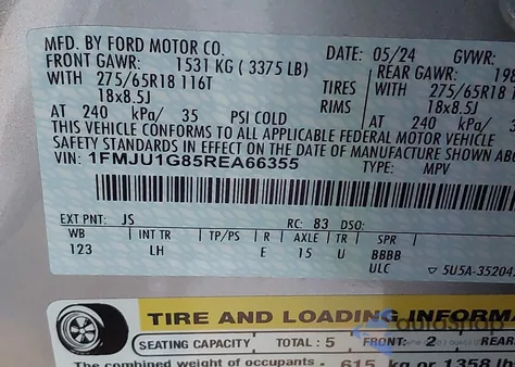 2024 Ford Expedition Xl4Wd z USA, uszkodzony, nr VIN 1FMJU1G85REA66355